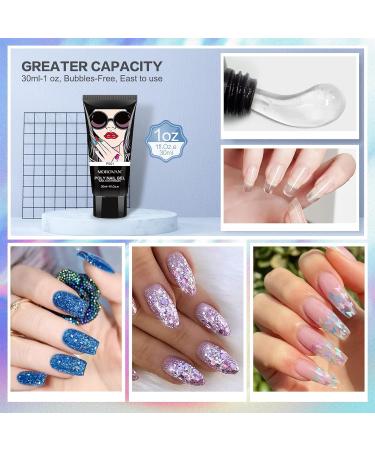 Morovan Poly Gel Nail Kit - 20 Colors Glitter Starter Kit with UV Lamp | DIY Nail Extension at Home - Buy Online on GoSupps.com