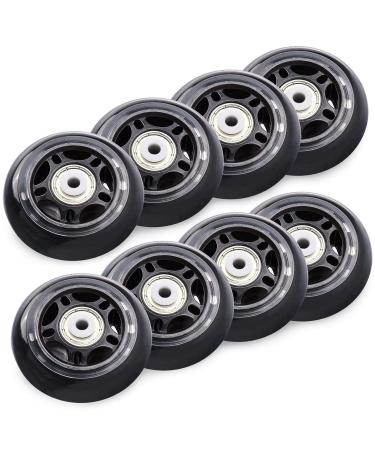 TOBWOLF 8 Pack 64mm/70mm/76mm, 82A/84A Inline Skate Wheels with ABEC-7 Bearing, Indoor/Outdoor Roller Skate Wheels, Roller Blade Skating Wheels, Luggage Wheels, Training Wheels for Scooters Black 76mm 84A