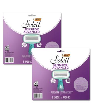 BIC Soleil Sensitive Advanced Women's Disposable Razor Five Blade For a Flawlessy Smooth Shave, Assorted, 10 Count