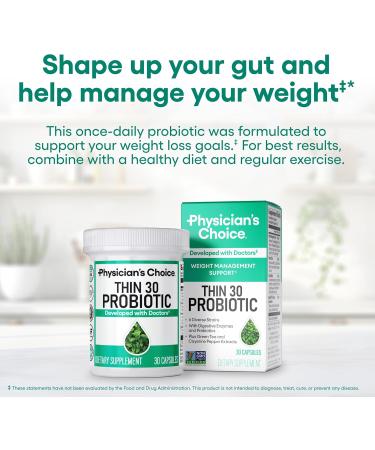 Physician's CHOICE - Beat Bloat + Support Weight Management Bundle: Digestive Enzymes 180ct + Thin-30 Probiotic 60ct - Value Pack - Buy Online on GoSupps.com