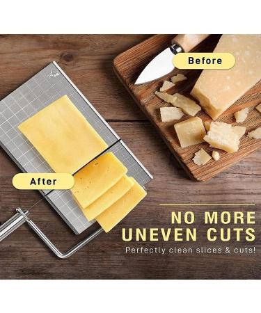 Cheese Slicer with Wire - Accurate Size Scale, Ideal for Charcuterie Boards - Includes 8 Extra Wires - Buy Online on GoSupps.com