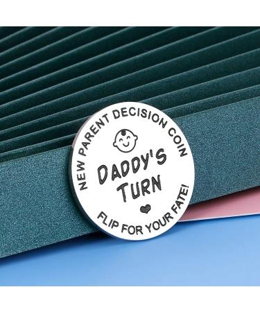 New Baby Decision Coin for Mom and Dad - Funny Pregnancy Gift for First Time Parents - Double-Sided Silver Coin for Christmas or Birthday Present - Buy Online on GoSupps.com
