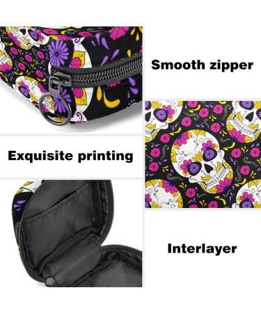 Stylish Menstruation Pad Bag with Zipper - Forale Mexican Sugar Skull Design | Women's Tampon & Napkin Collection Bag - Buy Online on GoSupps.com