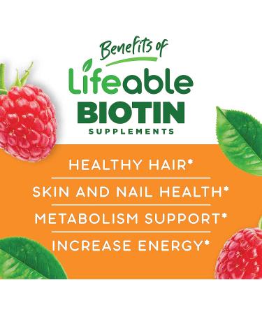 Lifeable Sugar Free Biotin Gummies for Kids - 5000mcg Hair, Skin, and Nails Support - 90 Vegetarian Chewables - Buy Online on GoSupps.com