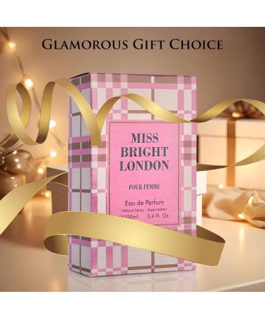 Miss Bright London Eau De Parfum for Women - Sweet Elegant & Fruity Scent - Top Notes of Green Lime & Icy Pear - Base Notes of Vanilla Amber Mahogany & Balsamic Tonka Bean - Elegant 100ml Bottle - Buy Online on GoSupps.com