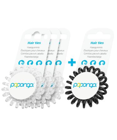 Original Papanga Spiral Hair Ties 3+1 Value Pack Classic Edition Size: Small Colors: 3 x Diamond + 1 x Black