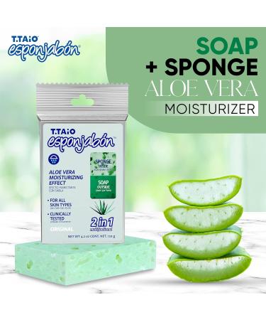 T.Taio Esponjabon Soap Sponge 2-Pack | Cleansing Shower Scrubber & Bath Wash Scrub for Foot Elbow & Face | Aloe Vera & Mother of Pearl | International Shipping Available - Buy Online on GoSupps.com
