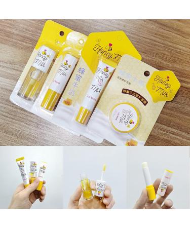 LSxia Honey Milk Lip Care Kit - 4 Piece Set for Moisturizing & Nourishing Dry Lips | Overnight Lip Exfoliator, Repair, and Hydration | Holiday Gift Set - Buy Online on GoSupps.com