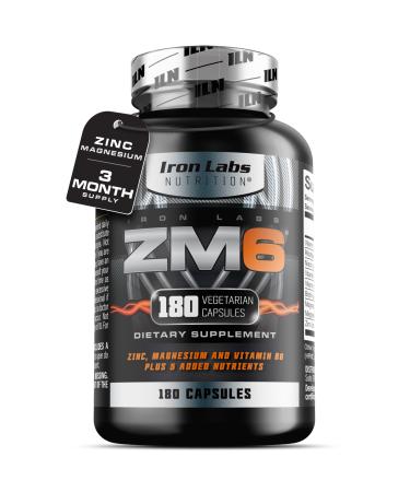 Iron Labs ZM6 3 Month Supply Zinc Magnesium Aspartate Supplement 180 Vegetarian Capsules Magnesium and zinc Supplements for Men & Women 180 Count (Pack of 1)