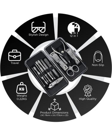 LaRoc 12pc Manicure & Pedicure Set - Nail Clippers Cuticle Remover - Luxurious Face Foot Hand Nail Care Kit - Pedicure Sets for Feet Mens Grooming Kits & Manicure Set for Women - Buy Online on GoSupps.com