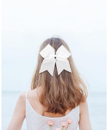 AMYDECOR 7 Inch Jumbo White Hair Bow Clips for Girls and Women - Alligator Hair Accessories - Buy Online on GoSupps.com
