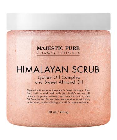 MAJESTIC PURE Himalayan Salt Body Scrub with Lychee Oil, Exfoliating Salt Scrub to Exfoliate & Moisturize Skin, Deep Cleansing - 10 oz 10 Fl Oz (Pack of 1)