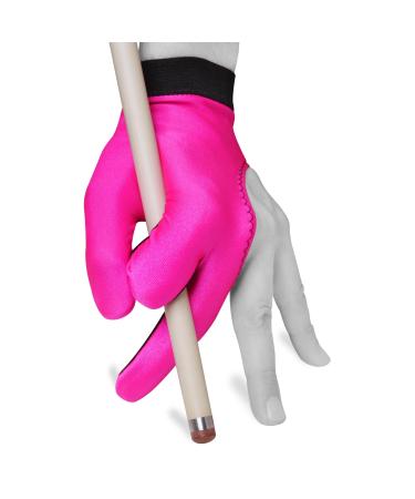 Billiard Pool Cue Glove by Fortuna - Classic Two-Colored - for Left Hand - Pink/Black Medium/Large