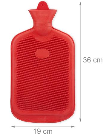 Relaxdays Hot Water Bottle Set | 2L Durable & Safe Odourless Natural Rubber Red - Ideal for Comfort & Warmth - Buy Online on GoSupps.com