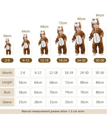 COOKY.D Baby Hooded Rompers | Winter Flannel Jumpsuit Pajamas | 30-36 Months Leopard Print - Buy Online on GoSupps.com