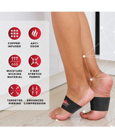 EASYFEET 2023 Arch Support Bands 2pcs Pack - Foot Care Compression for Heel Spurs, Foot Pain Relief & Arch Support - Unisex Braces/Sleeves in 2 Sizes Black - Buy Online on GoSupps.com