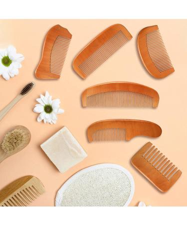 6-Piece Handmade Wooden Comb Set - Natural Green Sandalwood Wide/Fine Teeth, Anti-Static, No Snag - Ideal for Kids, Women, Men - Cute Style - Buy Online on GoSupps.com