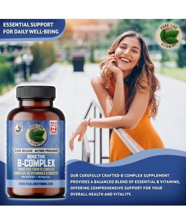 Pure Lab Vitamin | Slow Release Bioactive B Complex | 120 Capsules | Vitamin B-Complex Supplements | Metabolic Support Immune System | Vitamin B Pressure Complex | B Complex Vitamins for Men and Women - Buy Online on GoSupps.com