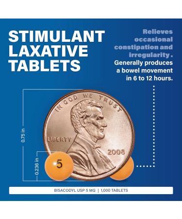 MAJOR Bisacodyl 5 mg - Comfort Coated Stimulant Laxative for Gentle Dependable Constipation Relief - 1000 Tablets (1 Pack) - Buy Online on GoSupps.com