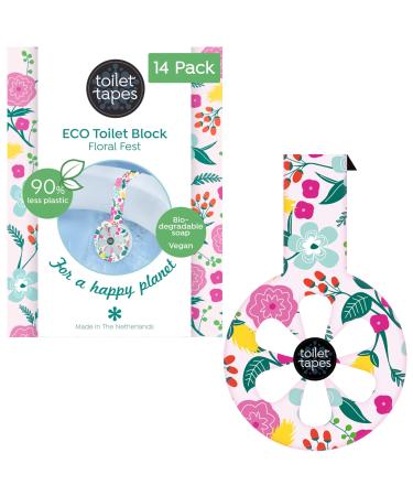 Toilet tapes box set - with 160+ rinsing & up to 90% less plastic alternative to toilet block - unobtrusive hanging toilet - 14Stk toilet scent clean cotton