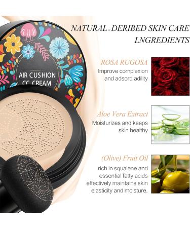 Mushroom Head Air Cushion CC Cream BB Cream Foundation Moisturizing Concealer Concealer Lasting Nude Makeup Moisturizing Brightening Pigment Liquid Foundation Cushion Foundation(Natural) (Type3) - Buy Online on GoSupps.com