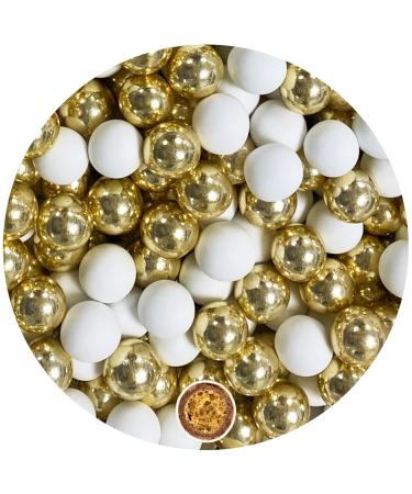 One on 700g crispy chocolate operations mix white -gold shine - approx. 1.8 cm large chocolate balls - guest gifts wedding baptism communion - chocolate lens wedding almonds Candy bar nikah Sekeri mini white -gold shine mix - Buy Online on GoSupps.com