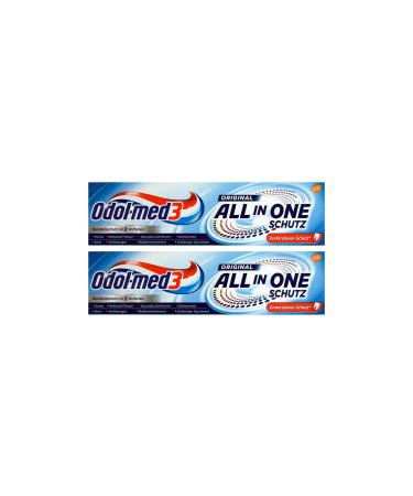 2x Odol-Med 3 Toothpaste All in One Original 75 ml Sugar Acid Protection