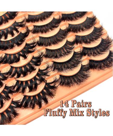 TIMELABS 01 Fluffy Mink Lashes - 5D Dramatic Long False Eyelashes - 14 Pairs - Thick Volume - 2 Styles LD01+LD04 - Faux Mink Multipack - Buy Online on GoSupps.com
