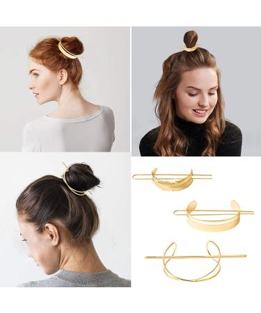 PANTIDE 3Pcs Hair Cuff Bun Cage Kit - Vintage Alloy Hair Accessories for Women - Gold Geometric Hair Clip - Buy Online on GoSupps.com