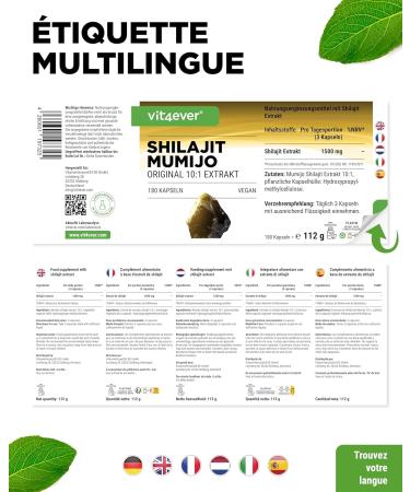Mumijo Shilajit -180 g lules - Hautement Dos avec 1500 mg par Portion Journali re - Extrait 10:1 - Sans additifs ind sirables - Vegan - Buy Online on GoSupps.com