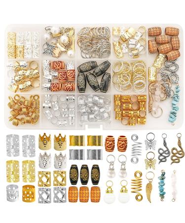 215 PCS Hair Jewelry for Braids Women Hair Charms Rings Beads Cuffs Loc Dreadlock Accessories Hair Pendants Decoration Clips Braid Decor Accessories Multicolor