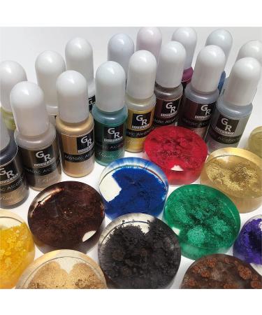 GR Metallic Alcohol Ink Set - 16 Vibrant Colors for Resin & Fluid Art | Alcohol Based Ink for Resin Craft & Petri Dish | Perfect for Yupo & Tumbler Painting - Buy Online on GoSupps.com