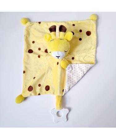 bubby boo Baby Stuffed Animal Security Blanket - Yellow Giraffe with Rattle and teether -Soft Snuggle Toy - Baby Gift - Soothing Plush Toy - Baby Lovey - Perfect Baby Gift for All Babies