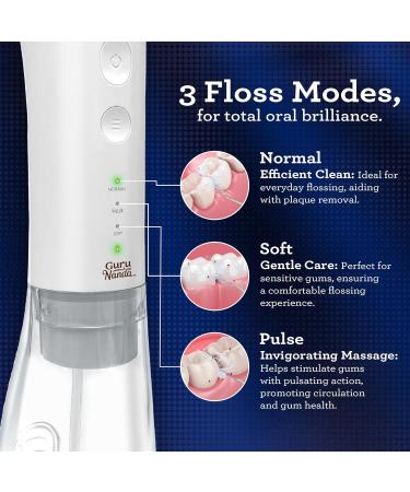 GuruNanda Advanced Dental Water Flosser 2.0 | 300 ml White | International Shipping Available - Buy Online on GoSupps.com