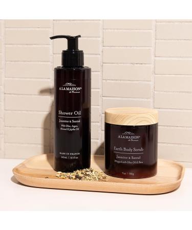 A La Maison Amber Collection Jasmine & Santal Starter Kit - Shower Oil + Body Scrub + Body Butter Gently Exfoliates & Softens Skin French Formula Plant-Based - Buy Online on GoSupps.com