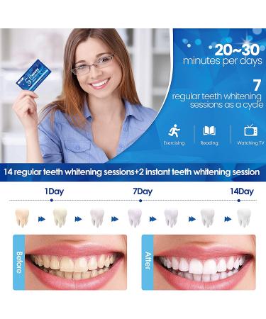 Enamel Safe Teeth Whitening Strips - 14 Sensitive + 4 Instant Strong Whitening Strips - Home Teeth Whitener (7+2 Pouches) - Mint - Buy Online on GoSupps.com