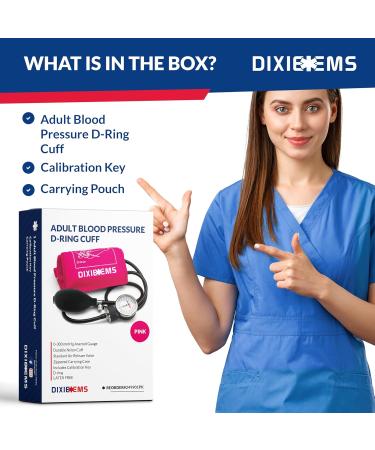 Dixie EMS Deluxe Pink Aneroid Sphygmomanometer Blood Pressure D-Ring Cuff - International Shipping Available - Buy Online on GoSupps.com