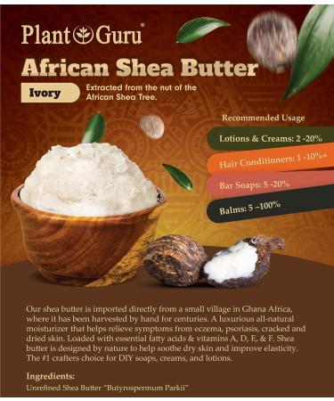 Raw African Shea Butter 8 oz - 100% Pure Unrefined Ivory | Ideal Moisturizer for Dry Skin, Hair Growth | DIY Soap & Lip Balm Making - Buy Online on GoSupps.com