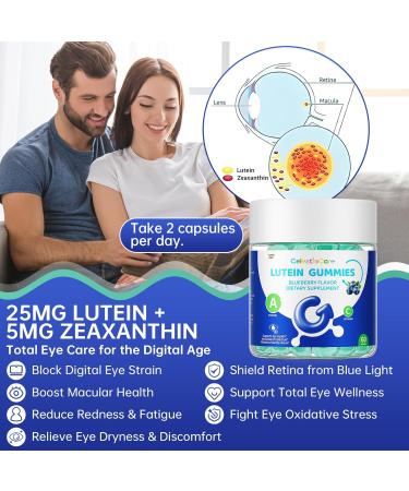 CelestiaCare Lutein and zeaxanthin Eye Vitamins Gummies Bilberry Astaxanthin Eye Vitamins for Kids and Adult Vision&Blue Light Support Overall Eye&Macular Health-60 Count - Buy Online on GoSupps.com