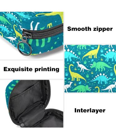 Dinosaur Print Sanitary Napkin Storage Bag - Portable Period Kit Pouch for Menstrual Cup & Pads - Buy Online on GoSupps.com