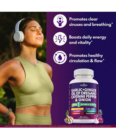 NEW AGE Garlic + Ginger Supplement - Oil of Oregano, Cayenne Pepper, Soursop, Black Cumin, Sea Moss, Black Pepper - Black Seed Cleanse - 120 Count 60 Count (Pack of 2) - Buy Online on GoSupps.com