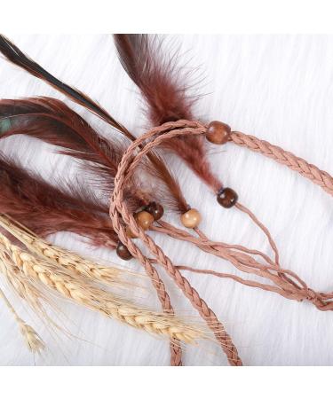 TseenYi Gypsy Feather Headband Hair band Boho Feather Hair Band Beaded Feather Tassel Headband Jewelry for Women and Girls Christmas Stage Performance(Brown) - Buy Online on GoSupps.com