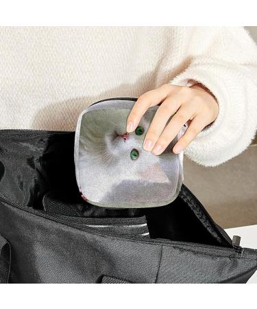 Buy Cute White Cat Period Bag - Sanitary Napkin & Tampon Holder for Purse | International Shipping Available - Buy Online on GoSupps.com