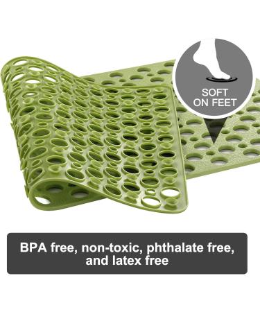 YINENN Non Slip Bath Shower Mat | TPE Safety Mat, Machine Washable, Soft Bathroom Mats | 30x17 Inch, Peak Green - Buy Online on GoSupps.com