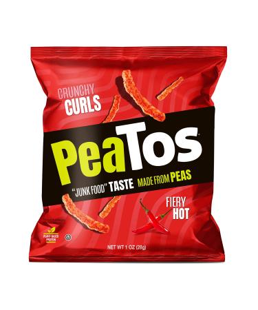 PeaTos Crunchy Curls Snacks, Fiery Hot, Junk Food Taste, Made from Peas, Pea Plant Protein Snack, Spicy, Flavor First, 15 Oz Fiery Hot 1 Ounce (Pack of 15)