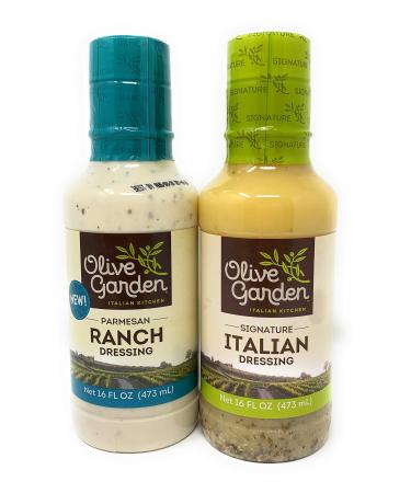 Olive Garden Signature Italian Dressing (16 fl oz) Olive Garden Parmesan Ranch Dressing (16 fl oz)! (2 Pack) Salad Dressing! Delicious Salad Dressing!
