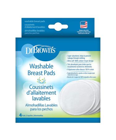 Dr. Brown's Washable Breast Pads 4-Pack - Leakproof and Reusable - Buy Online on GoSupps.com