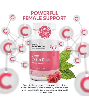 Nutri Supreme Ultra C-Bio Plus Female Support Formula - 120 Tablets | Vegetarian Kosher with Red Raspberry, Vitamin C, and Bioflavonoids - Buy Online on GoSupps.com