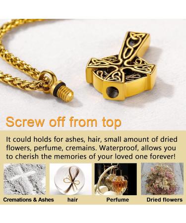 U7 Women s Cremation Urn Necklace - Celtic Knot Dog Feet Wings & Crucifix - Gold Stainless Steel Ash Jewelry for Men - Buy Online on GoSupps.com