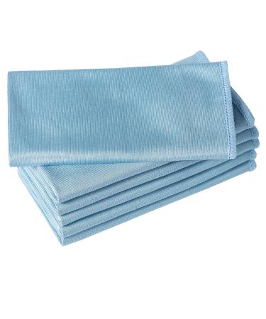 Puomue 6 Pack Microfiber Glass Cleaning Cloth, 16 Inch X 16 Inch, Lint Free Quickly Clean Window, Glasses, Windshields, Mirrors, and Stainless Steel, Blue